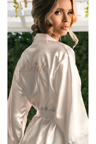 Valeria Anton Heart Embroidered Bridal Dressing Gown - Bride Dressing Gown