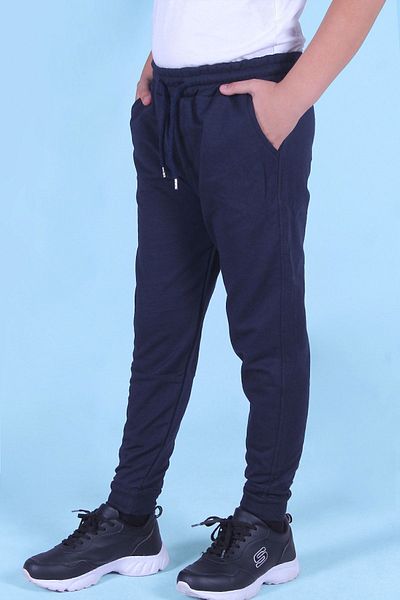 PANİO KİDS Pantaloni de sport pentru băieți, 3 piese, albastru-marin-gri-negru, model Jogger, cu buzunare duble