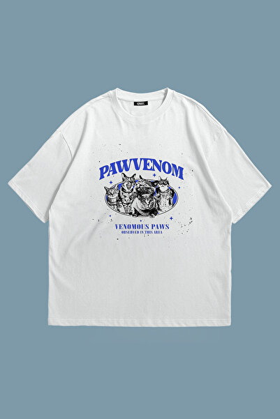 Grove Fashion تي شيرت كبير الحجم للجنسين مطبوع عليه Paw Venom