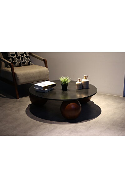 Velura Home & Living Modern Orta Sehpa & Küre Sehpa & Top Sehpa & Siyah Yuvar...