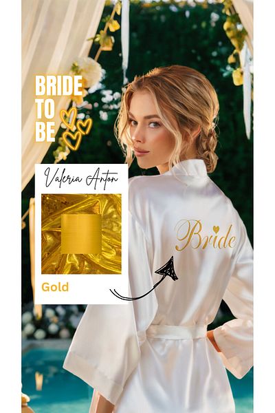 Valeria Anton Heart Embroidered Bridal Dressing Gown - Bride Dressing Gown