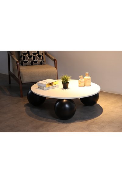 Velura Home & Living Modern Orta Sehpa & Küre Sehpa & Top Sehpa & Beyaz Yuvar...