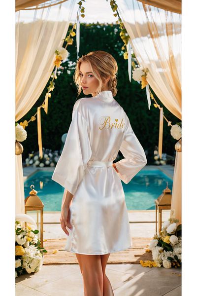 Valeria Anton Heart Embroidered Bridal Dressing Gown - Bride Dressing Gown