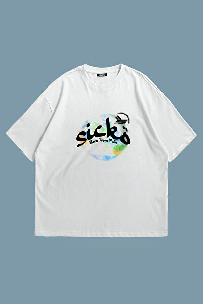 Grove Fashion Sicko Text Printed Unisex Oversize T-Shirt