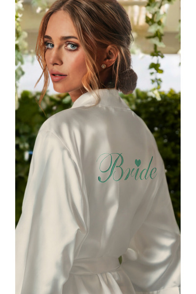 Valeria Anton Heart Embroidered Bridal Dressing Gown - Bride Dressing Gown
