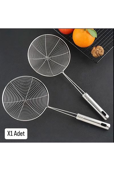 LOVYCO Stainless Steel Potato Pumpkin Vegetable Frying Colander, Metal Handle Colander Scoop 1 Piece