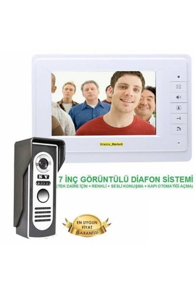 Genel Markalar 7 İNÇ GÖRÜNTÜLÜ DİAFON SİSTEMİ (TEK DAİRE İÇİN + RENKLİ + SESL...