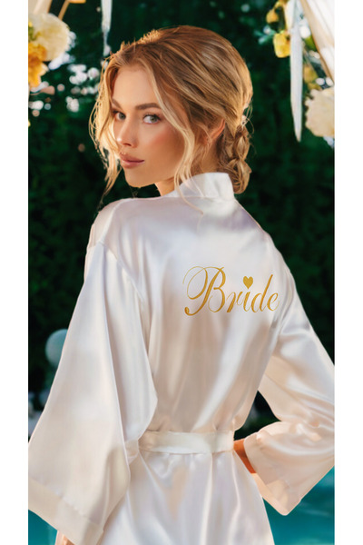 Valeria Anton Heart Embroidered Bridal Dressing Gown - Bride Dressing Gown