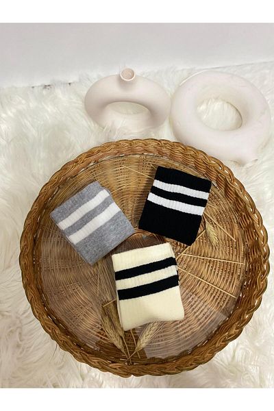 ALYA 3 Pack Unisex Striped College Socks