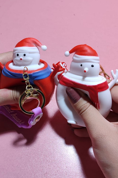 KCA HOME Kardan Adam Anahtarlık - Çocuklar İçin Antistres Oyuncak Kırmızı & B...