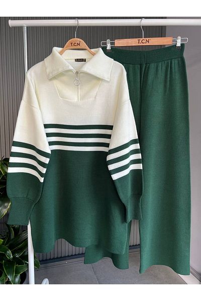TrendParis New Knitwear Set with Striped Zipper