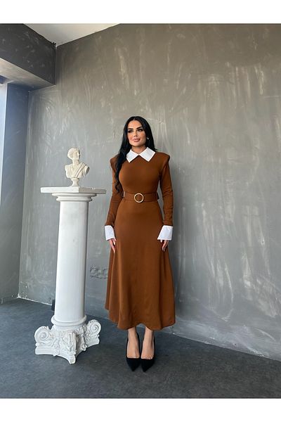 kamacibutik Πλεκτό φόρεμα με γιακά πουκάμισο