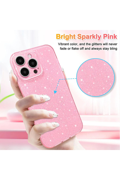 casetube Apple iPhone 14 Case Camera Protection Shiny Glitter Sparkling Shiny Silicone