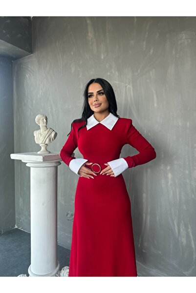 kamacibutik Πλεκτό φόρεμα με γιακά πουκάμισο