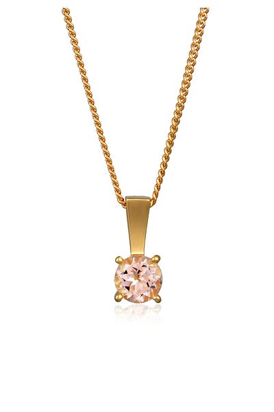 ELLI Necklace Ladies Solitaire Pendant Elegant With Morganite Gemstone In 925 Sterling Silver Gold Plated