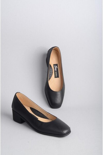 SEÇ KUNDURA ΓΝΗΣΙΟ Μαύρο Δερμάτινο Γυναικεία Παπούτσια με τακούνι - Ύψος τακο...