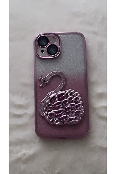 By Semra İPHONE 15 UYUMLU TAŞLI KUĞU FİGÜR SULU VE SİMLİ KAMERA LENS KORUMALI...