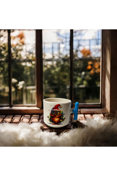 Binbirdemet Tatlı Baykuş Mavi Kulplu Kupa