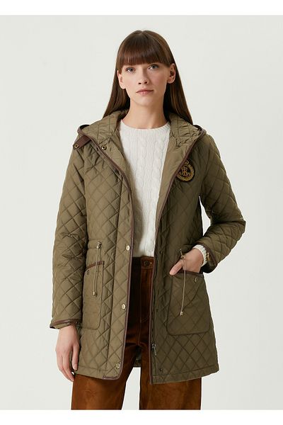 Lauren Ralph Lauren Khaki Hooded Quilted Coat Size XS Trendyol