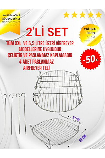 kalitexhome Airfryer Izgara Teli ve Çubuğu Fritöz Izgarası XXL Airfreyer Izga...