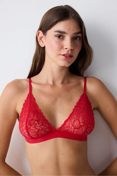 Penti Triangle Triangle Lace Lace Red Bra