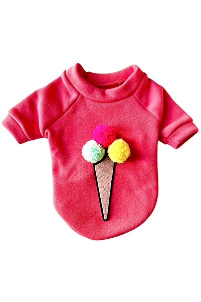 DOGİ&DOG Küçük Irk Pembe Ice Cream Kedi Köpek Kıyafet Sweati (1-10KG)