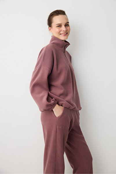 Penti سويت شيرت من الصوف بنصف سحاب باللون الأحمر