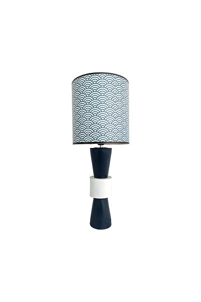 Bahar Aydınlatma Eva Navy Blue - Wooden Lampshade Detailed