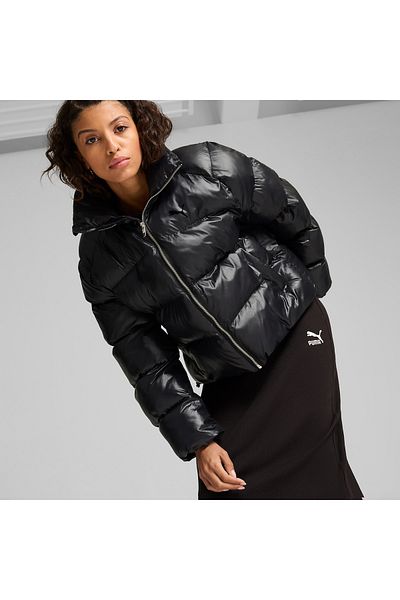 Puma Palton negru pentru femei Shiny Puffer