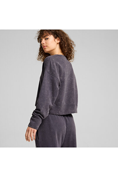 Puma Dare To Relaxed Washed Crew Kadın Gri Sweatshirt