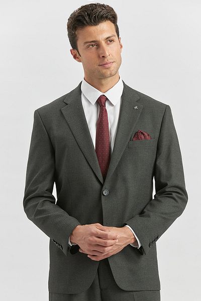 İmza Black Self Mono Collar 2 Button 4 Drop Comfort Fit Classic Suit 1001240181