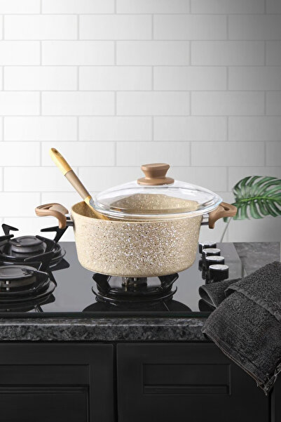 LAVONNI DİEZ 28 Cm Granit Derin Tencere Kahverengi