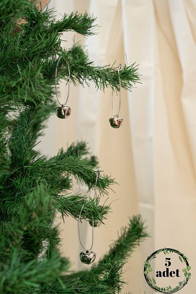 Beige & Stone New Year's Silver Chime Set of 5 Tree Ornaments