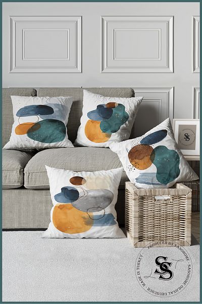 SasoHome Husă de pernă simplă, modernă, colorată, cu model, 4 bucăți, imprimată digital