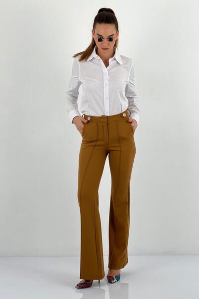 Miss Poem Women's Camel Pants