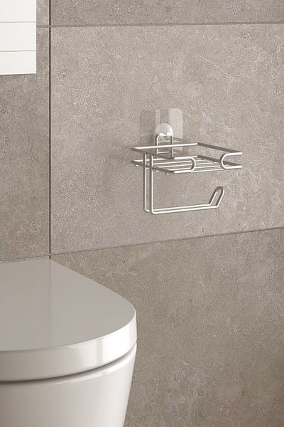 Tekno-tel Teknotel Αυτοκόλλητη θήκη για ρολό τουαλέτας WC Κρεμάστρα χαρτιού Chrome St175