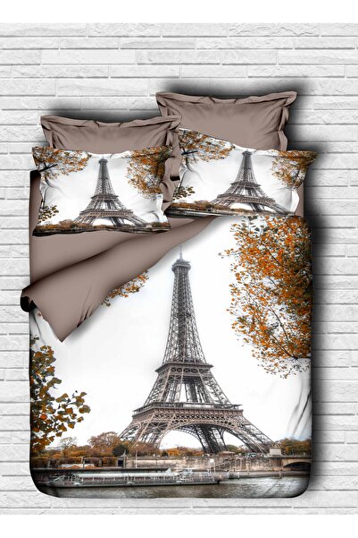 Fabeteks Eiffel Tower Scenery Digital Double Duvet Cover Pillow Set