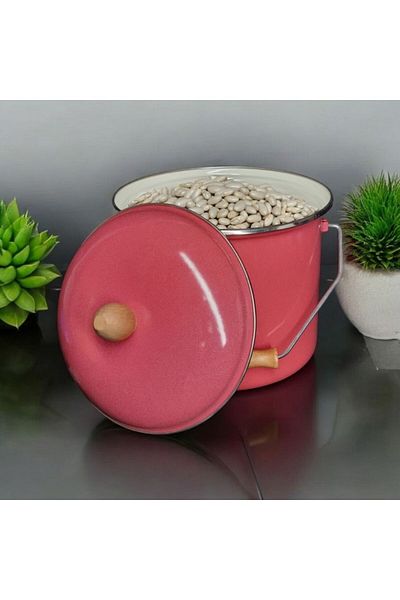 qussine 20 Cm Pulses - Enameled Copper Milk Yogurt Bucket, Potato and Onion Storage Pot