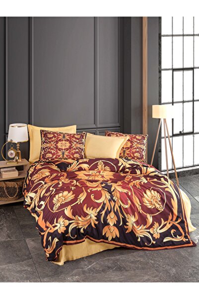 Fabeteks Flowers and Leaves Digital Double Duvet Cover Pillow Set