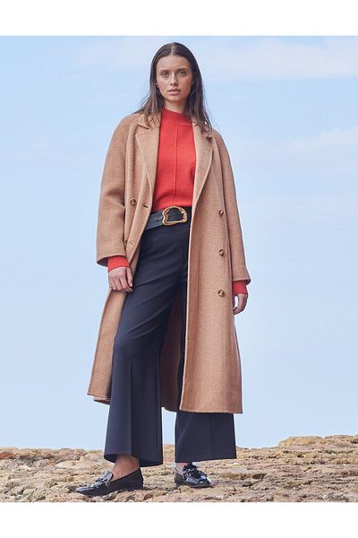 Kayra Palton cu mâneci raglan din lână premium Camel