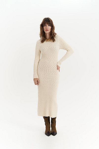 BOHEMAİ Langes Bio-Strickkleid in Melbourne-Beige