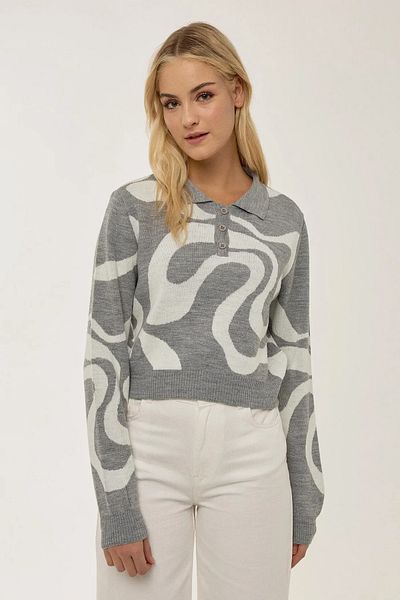Hiccup Pulover tricotaj jacquard cu gât polo
