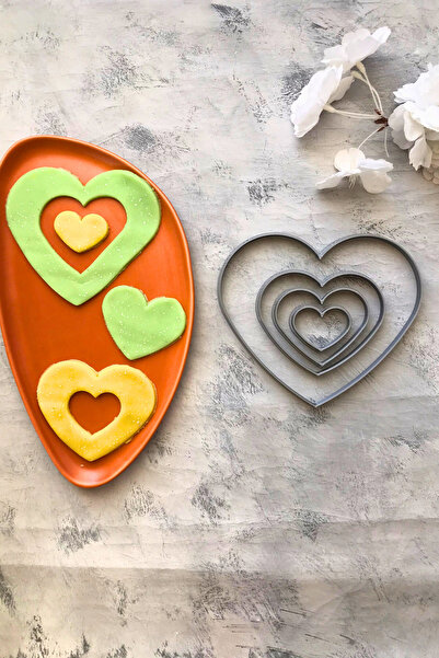 CESTOPİENO 4 قطع من أدوات تشكيل العجين على شكل قلب مسطح، قالب كوكي، سيراميك، ...