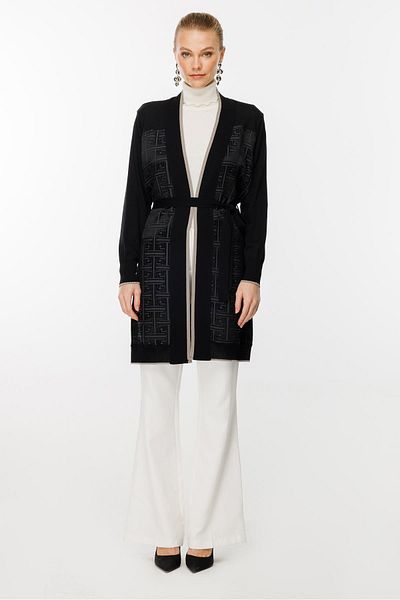 Ghisa Gray Black Knitwear Cardigan