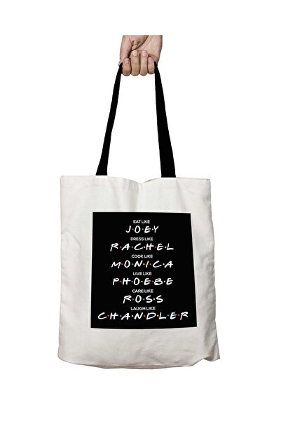 ART HEDİYE Be Like Friends Washable School Shoulder Bag with Black Handles