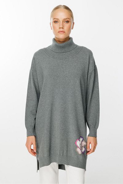 Ghisa Gray Turtleneck Knitwear Tunic