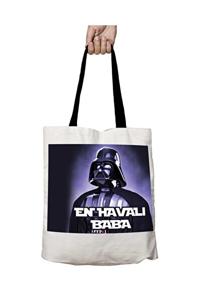 ART HEDİYE Coolest Daddy Star Wars Washable School Shoulder Bag with Black Ha...