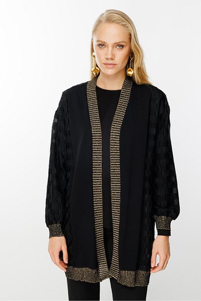 Ghisa Black Rib Detailed Cardigan