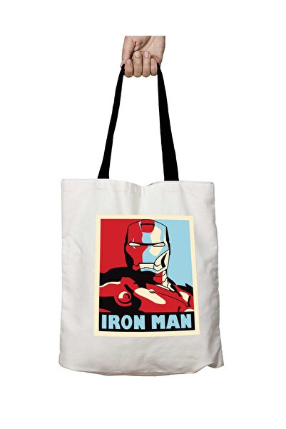 ART HEDİYE حقيبة كتف مدرسية قابلة للغسل من Iron Man Marvel بمقبض أسود