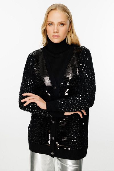 Ghisa Black Sequined Cardigan